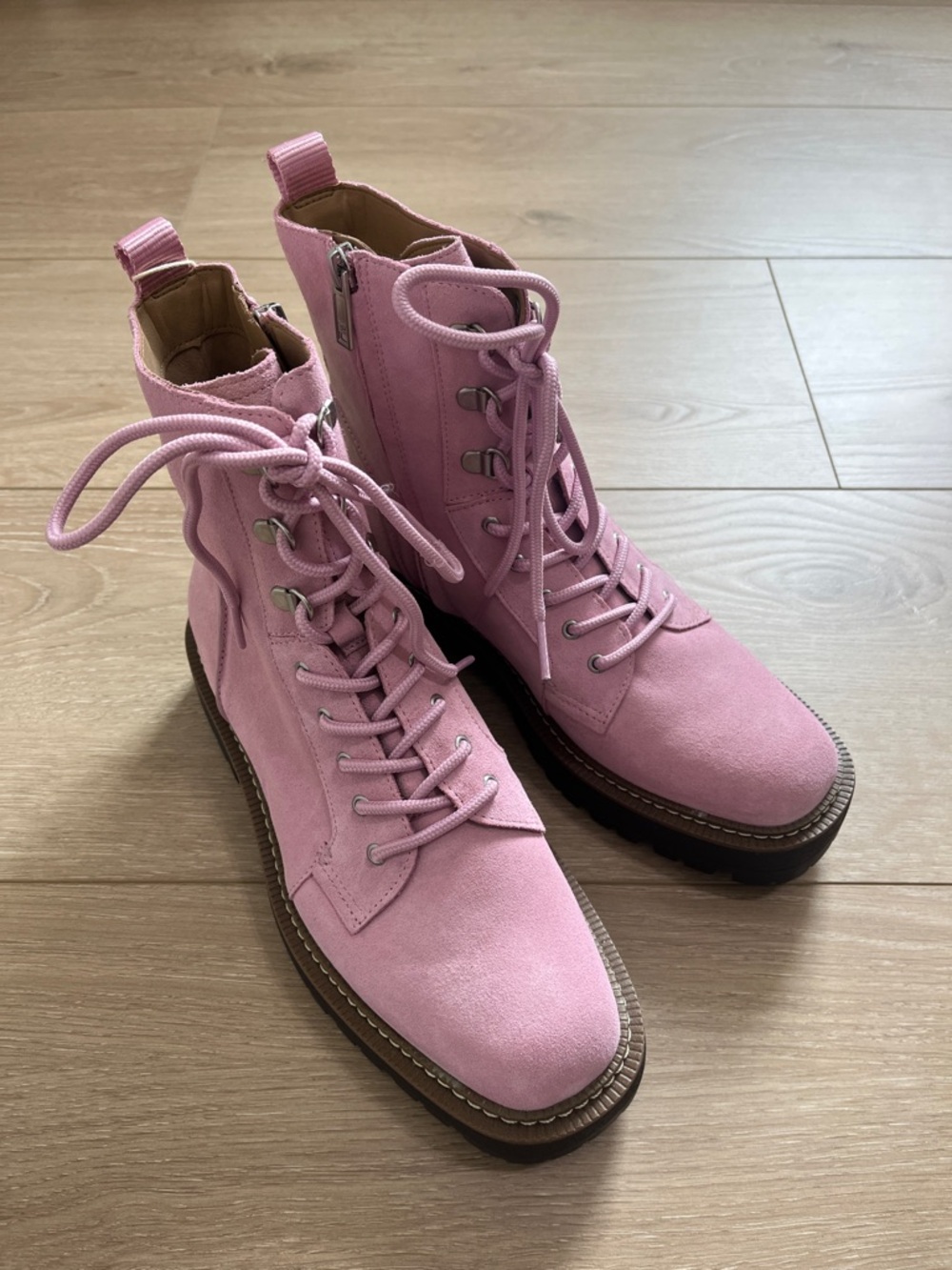 Sam Edelman Women's Lue Lace-Up Combat Boots in Pink Size 9